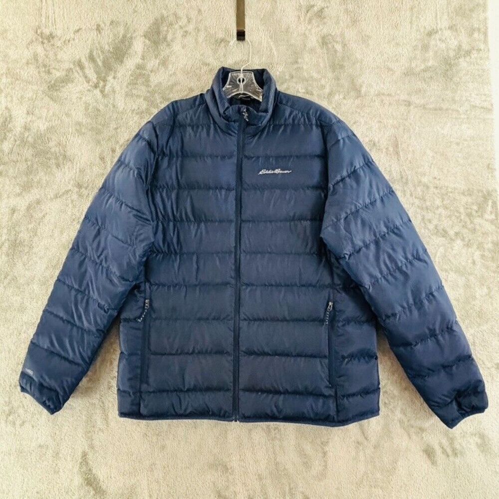 Eddie Bauer Microlight 650 Down Fill Traveler Jacket Mens L Navy Blue Packable